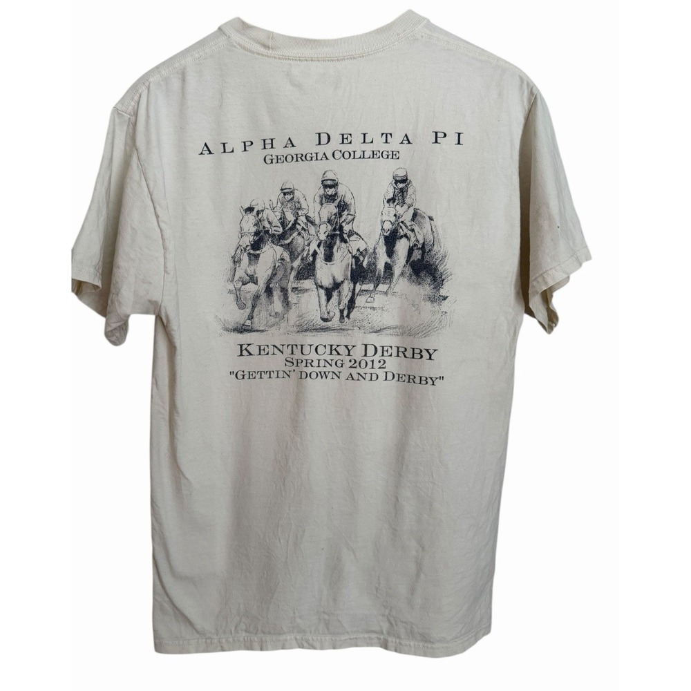 Kentucky Derby Graphic Shirt Medium Hanes Beefy Alpha Delta Pi Georgia 2000s Y2K